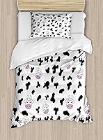 Vista 55 de Ambesonne Juego de funda de edredón de baloncesto, silueta de jugador de baloncesto, promoción de campeonato de competencia de atleta, juego de ropa