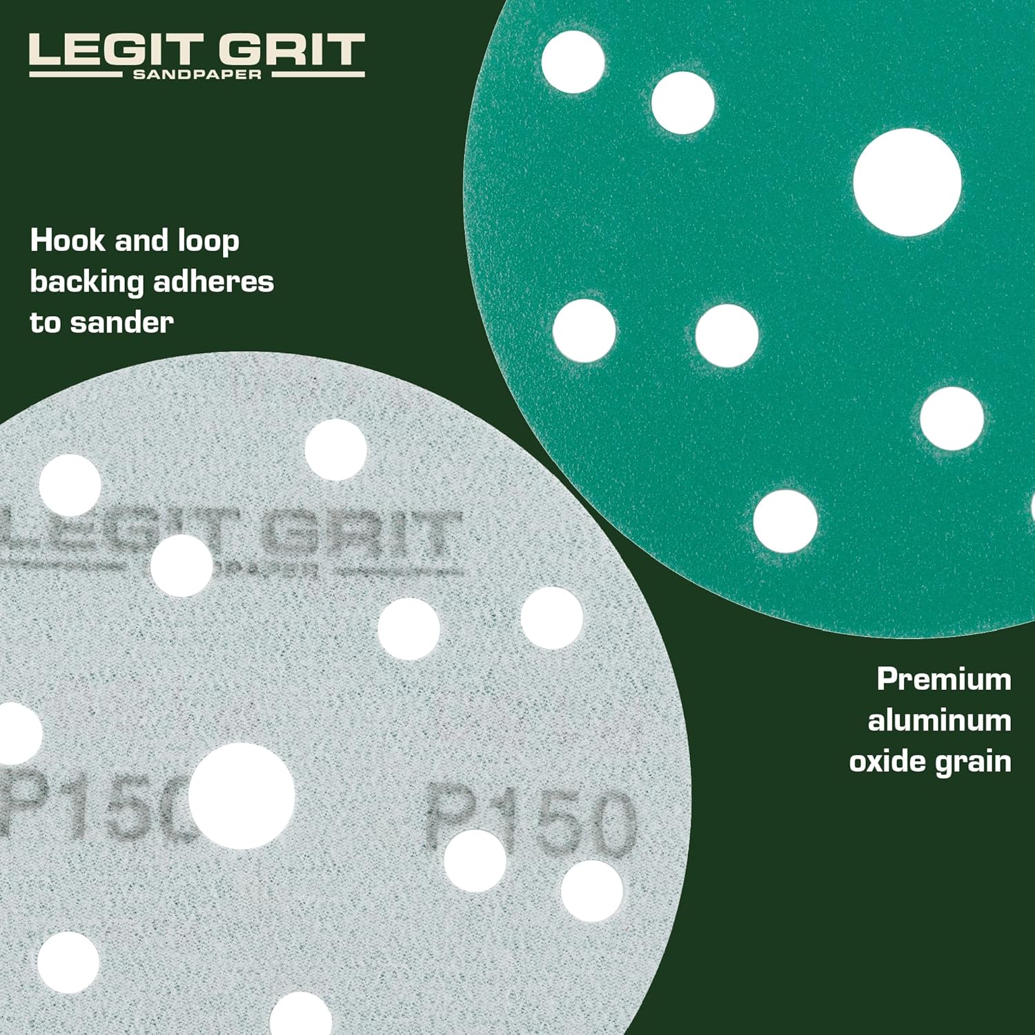 6 inch Sand Paper Disc, 15-Hole, 150 Grit, 150 Pack