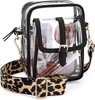Clear Bag Stadium Approved PVC Crossbody Purse for Women Transparent Shoulder Concert Bag with Guitar Strap