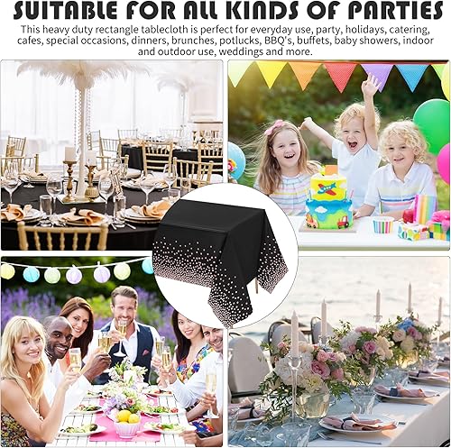 Miniatura 7 de Tegeme Paquete de 4 manteles de plástico para fiestas, manteles desechables de graduación Ramadán Mubarak con punto dorado de estampado de 108 x 54