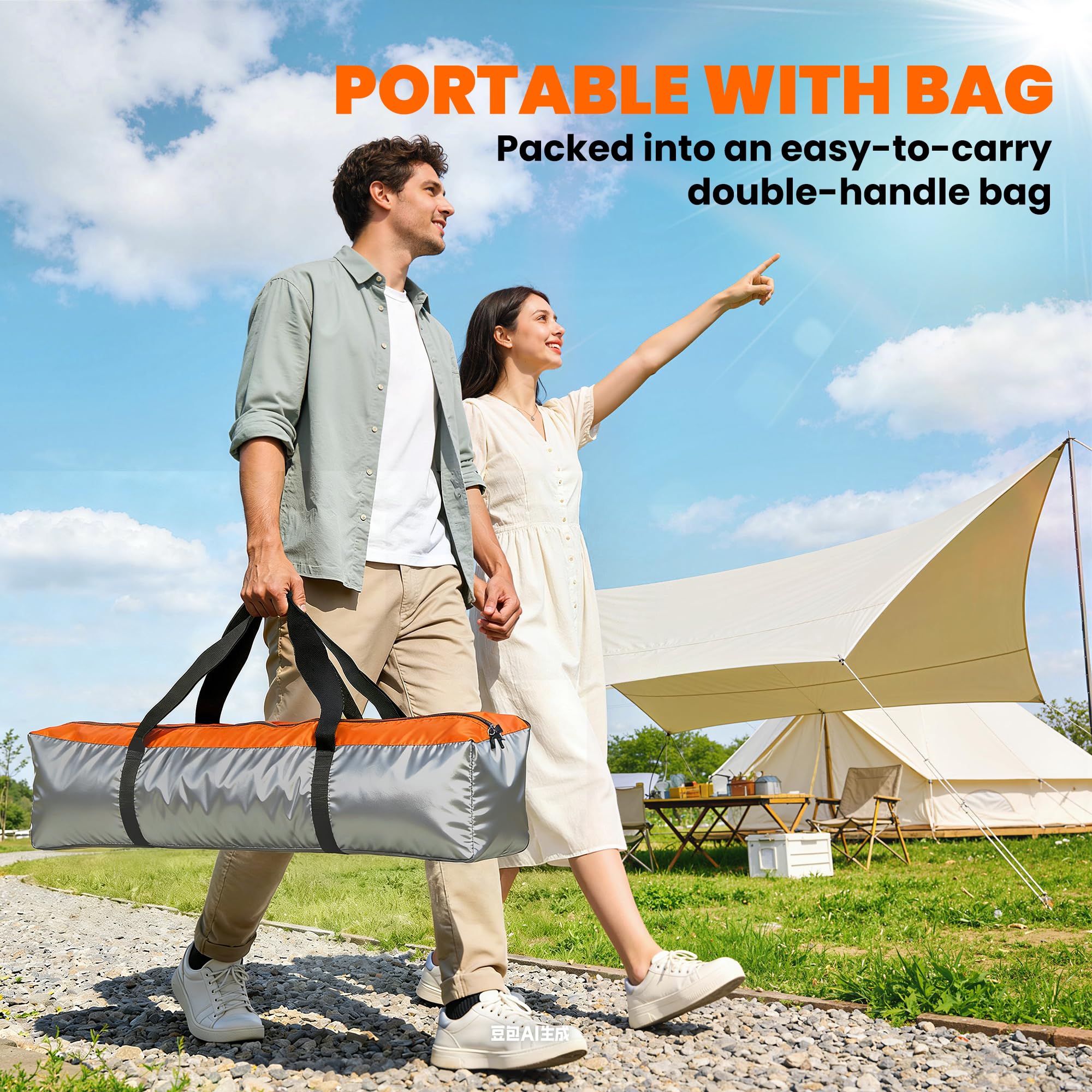 Tienda de campaña instantánea de Doble Capa Outsunny con Cubierta Impermeable, Tienda Domo Hexagonal para 4 Personas, Refugio de Camping portátil con Suelo Cosido y Bolsa de Transporte, Ideal para