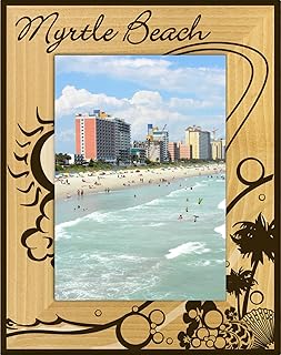 Saddle Mountain Souvenir Myrtle Beach with Palm Tree Laser Engraved Wood Picture Frame Portrait (5 x 7)
