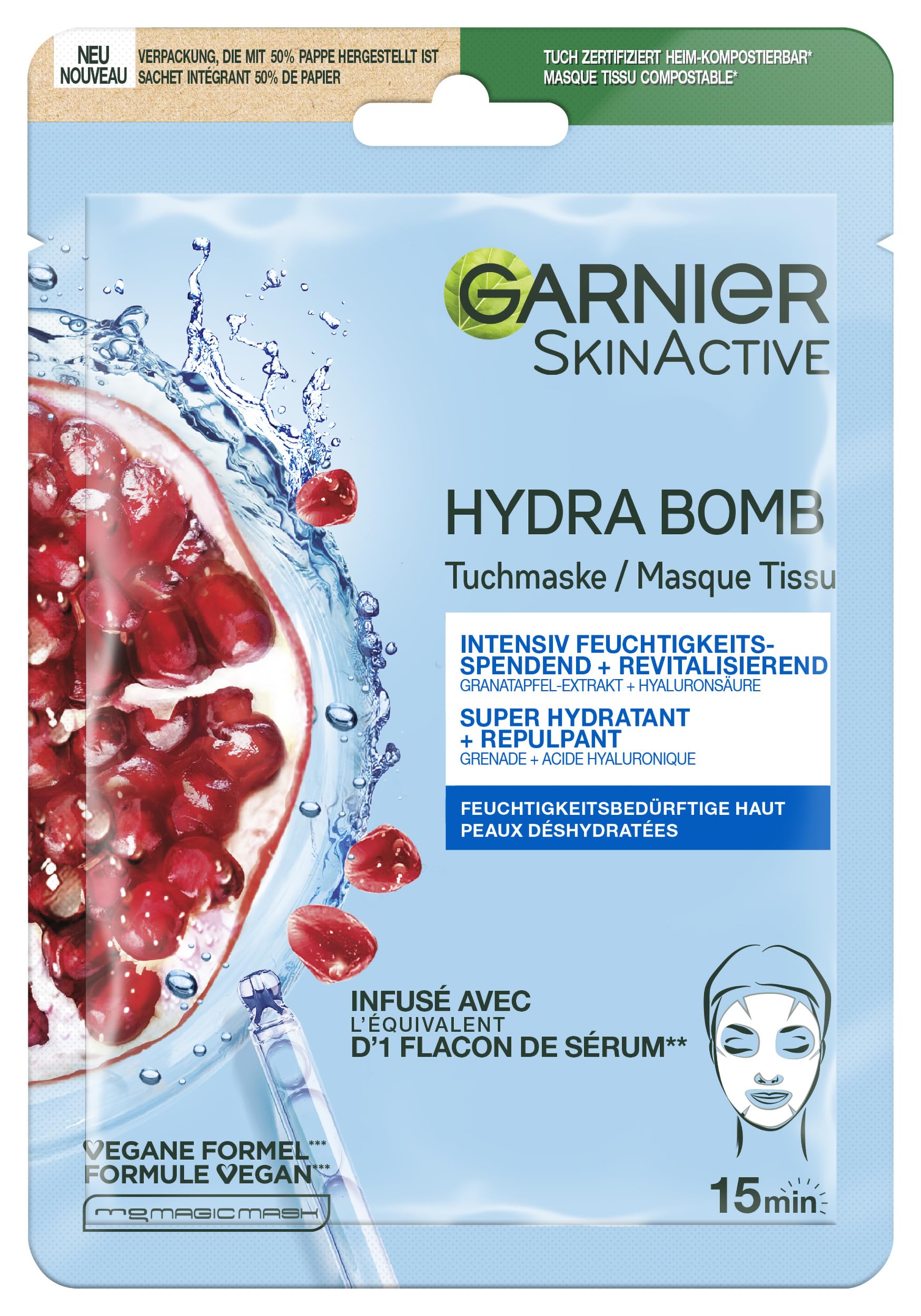 Garnier SkinActive Hydra Bomb Tuchmaske Granatapfel-Extrakt