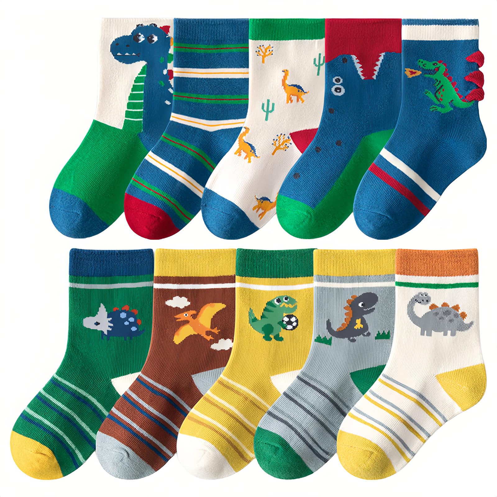 ZYUPHY Calzini Bambino Cotone Unisex Calzini Neonato Simpatico Cartone Colorati Animato Morbido Confortevole Calze per la Primavera Autunno Inverno 1-7 Anni 10 Paia