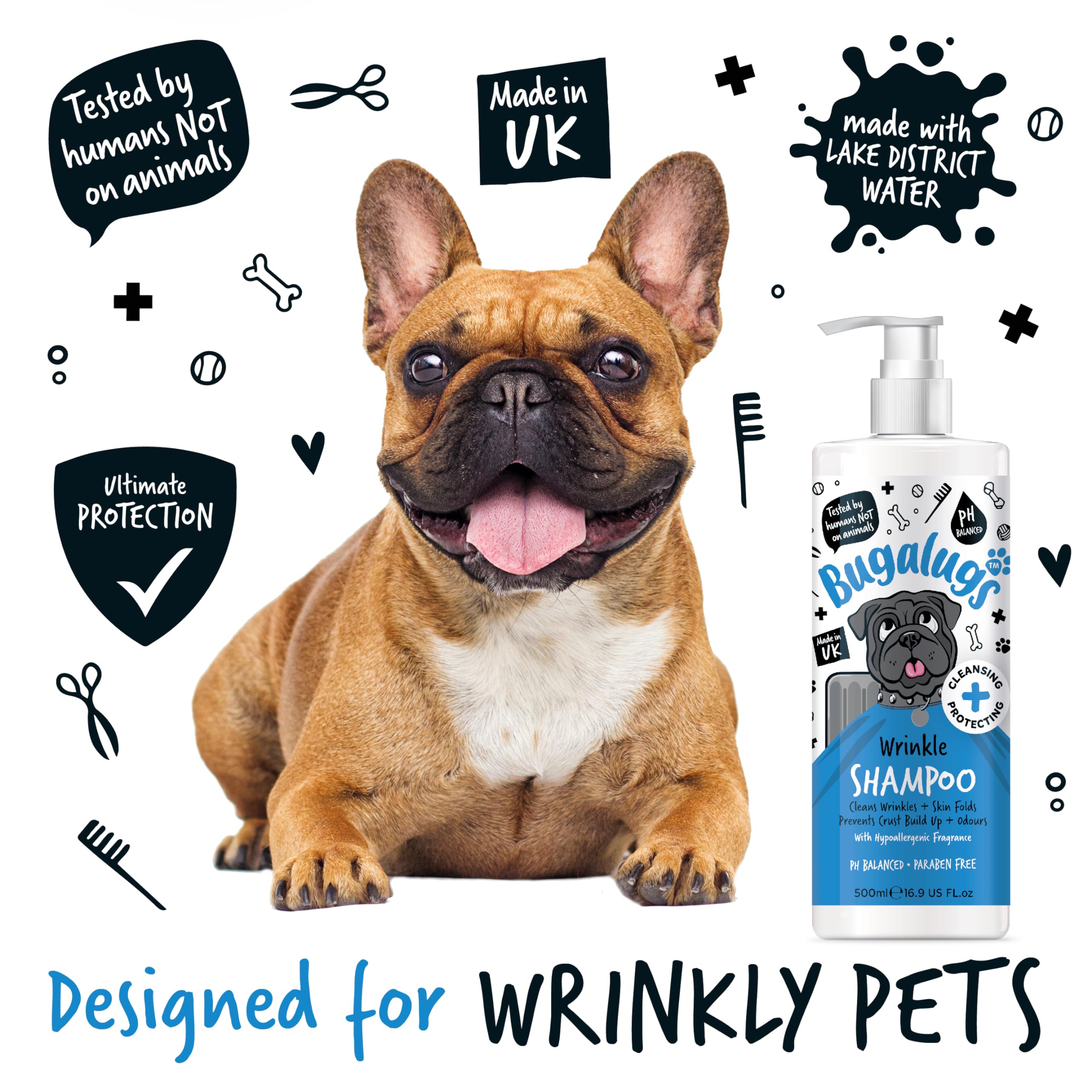 BUGALUGS, Shampoo for Creases and Wrinkles in Dogs, 500 ml, Gentle and Antibacterial Cleansing, Sensitive Skin - Image 4