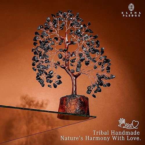 Miniatura 6 de Árbol de la vida de cristal de chakra, árbol de cristal curativo de obsidiana negra, 300 cuentas, árbol bonsái hecho a mano, protege contra la