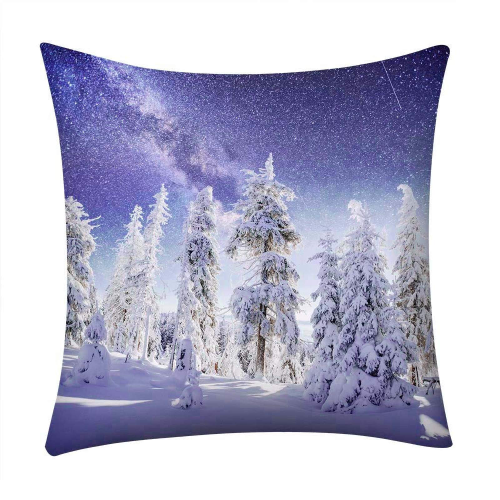 NQINGPurple 3D Snow Pattern Pillowcase, Soft And Breathable Office Bedroom Garden Masonry Pillowcase, Sofa Bedroom Living Room Home Pillowcase, 45X45Cm