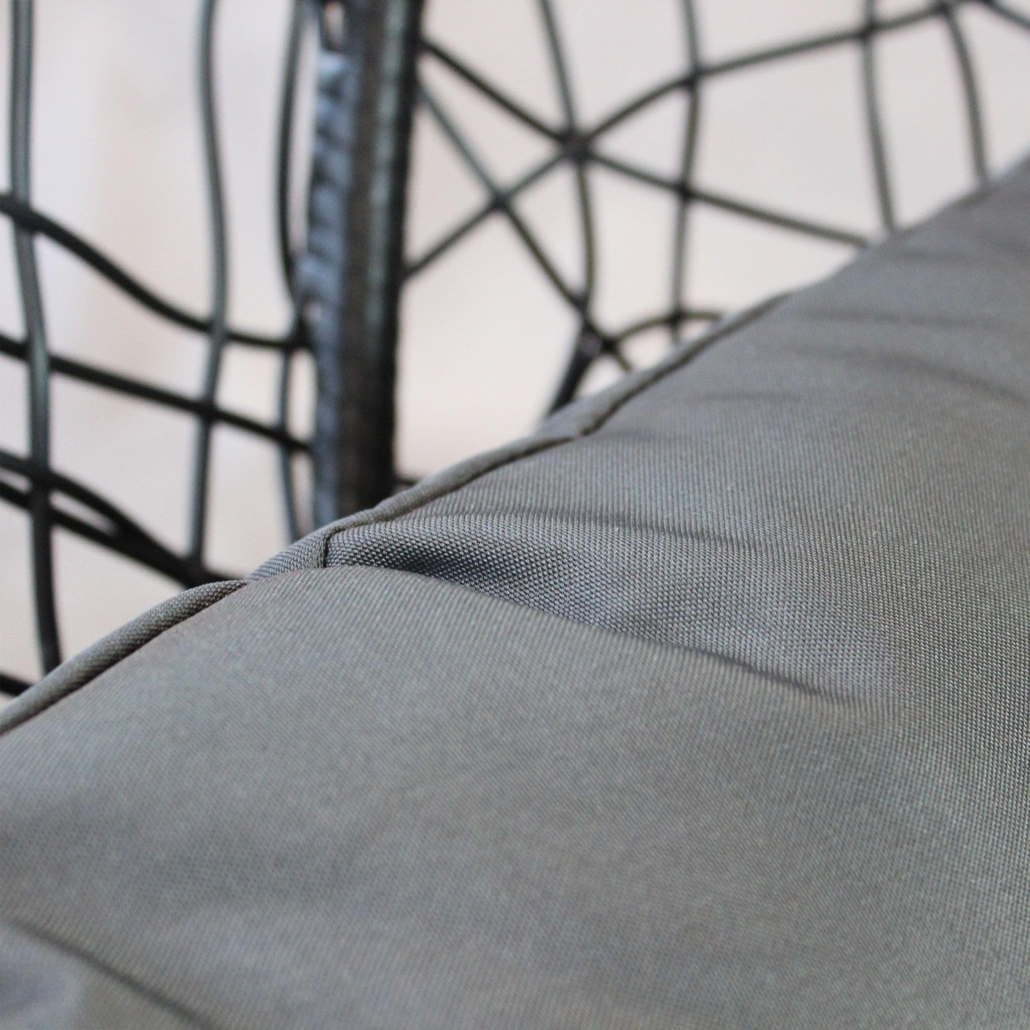 Milani Home - sedia sospesa da giardino in wicker e acciaio con cuscino, poltrona relax con struttura, nero