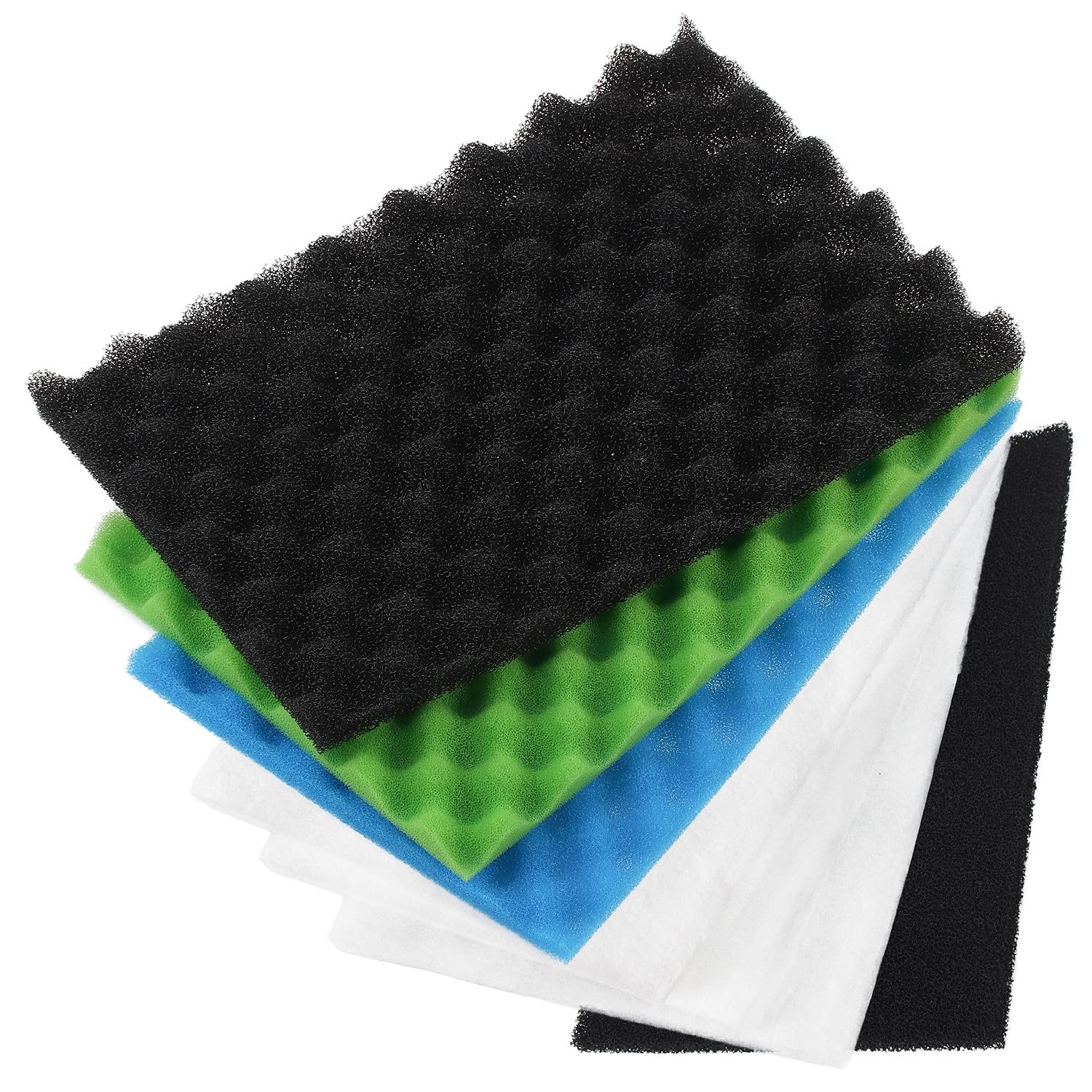 LTWHOME Value Pack of Large DIY Poly Coarse Fine Foam Filter Pads Set Compatible with Aquarium Pond (Pack of 7)