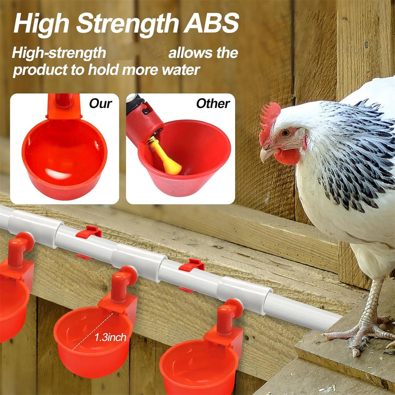 Set completo di attrezzature per l'irrigazione del pollame Alimentatore automatico della tazza del tubo del PVC 58PCS secchio Design Farm Pollame abbeveratoio
