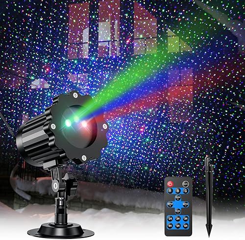 Luces láser de Navidad para exteriores, proyector de Navidad, proyector de luces de paisaje, espectáculo de estrellas azules, rojas y verdes, con