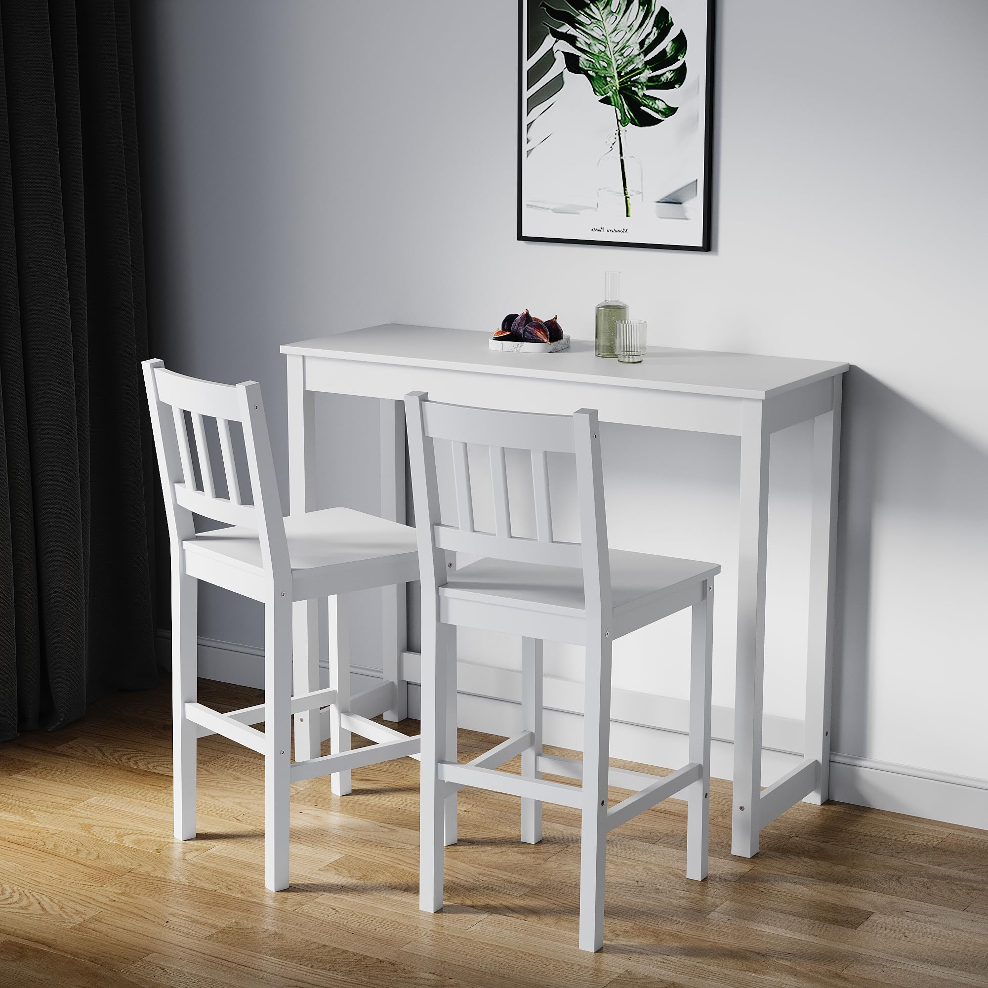 ELEGANT Solid Pine Wood Piece Dining Table Set Furniture, Bar Table and  Stools Set, Bistro, Breakfast Kitchen, Dining Room available, White