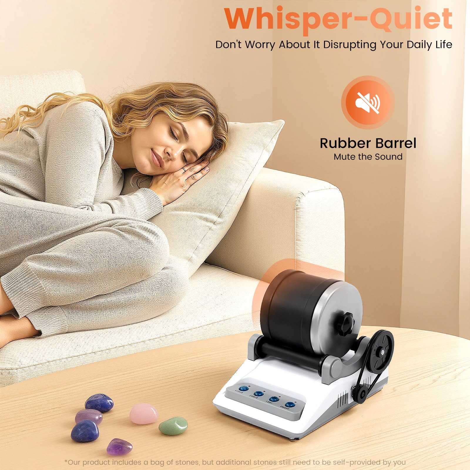 Rock Tumbler Kit, Starter Komplettes Steinpolierer Set, Rock Polierset mit 7-Tage-Timer DIY Edelsteine Poliermaschine Rosenquarz Stein Steinpoliermaschine für Kinder und Erwachsene