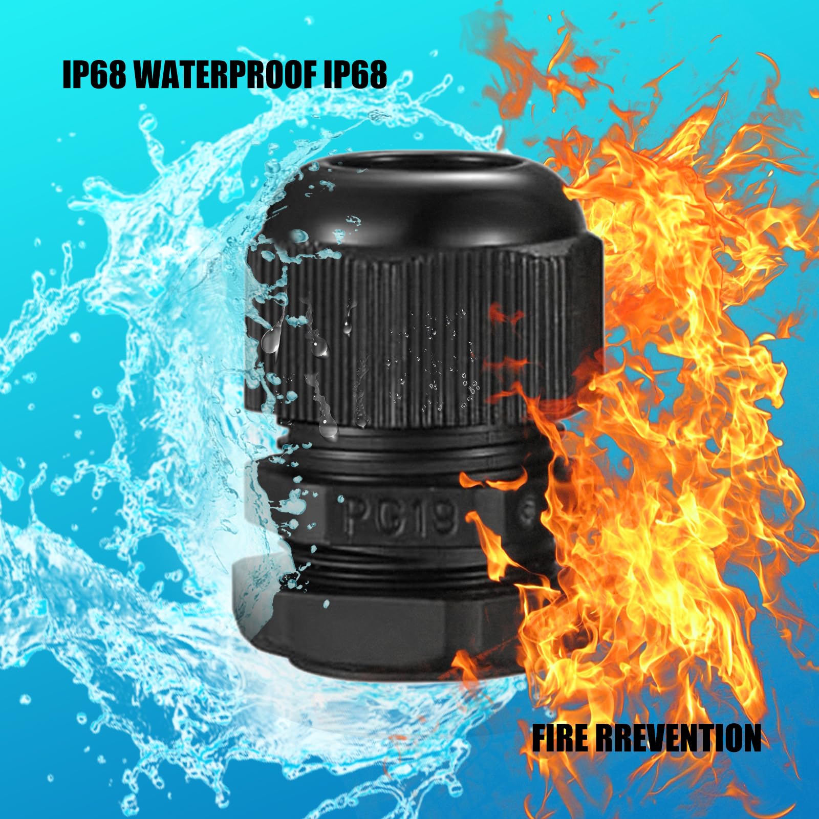 PUWOWYE 50 Pezzi Passacavo Impermeabile IP68, Connettori Pressacavi PG7 PG9 PG11 PG13,5 PG16 PG19 con Cavo Flessibile Regolabile, Pressacavi Elettrici per Casa, Giardino, Illuminazione Estern