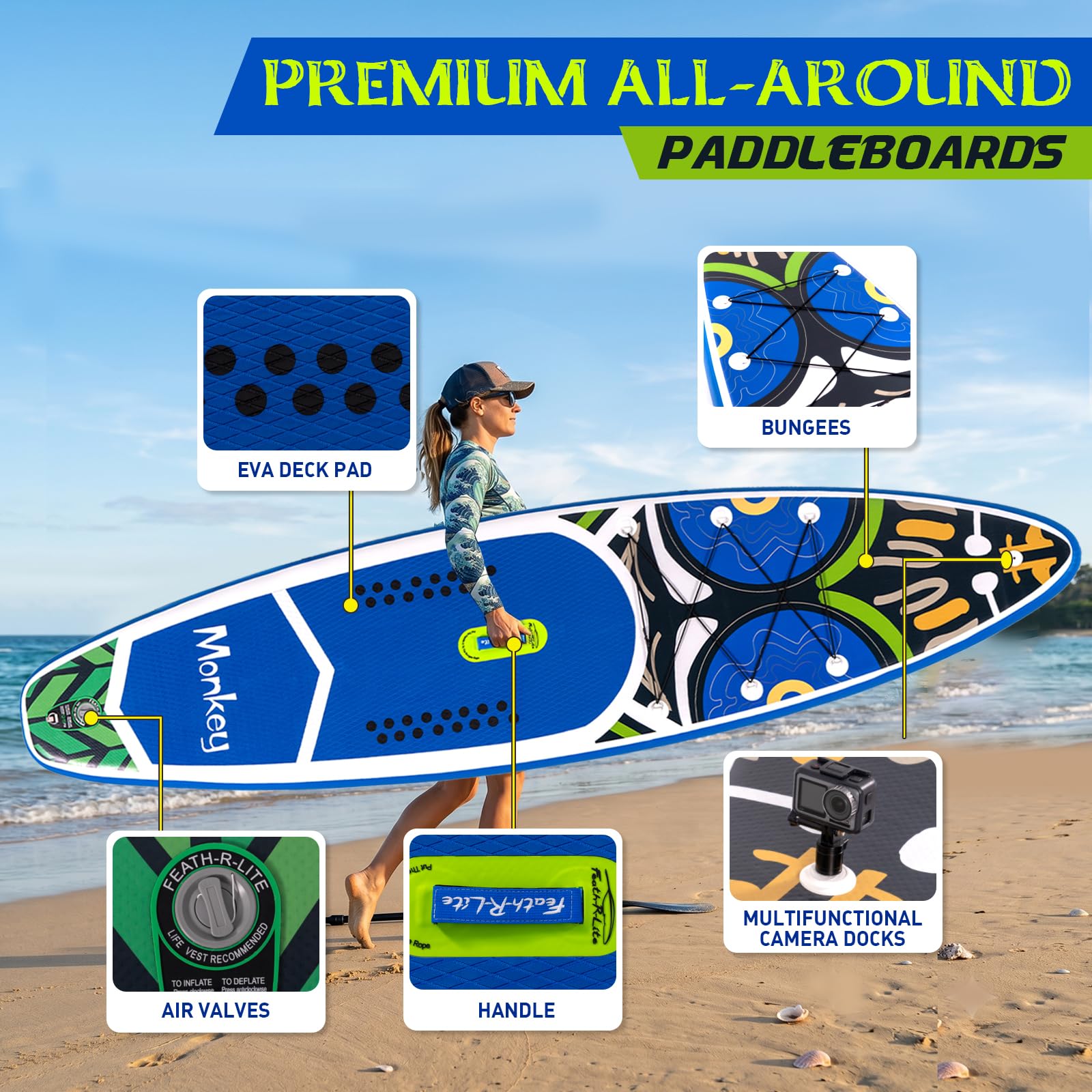 FEATH-R-LITE Inflatable Stand Up Paddle Boards Multifunctional