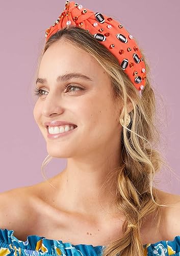 Miniatura 2 de Diadema de fútbol con perlas y diamantes de imitación, diadema anudada divertida, deportes, blanco, rosa intenso, negro, azul, adorno de fútbol con