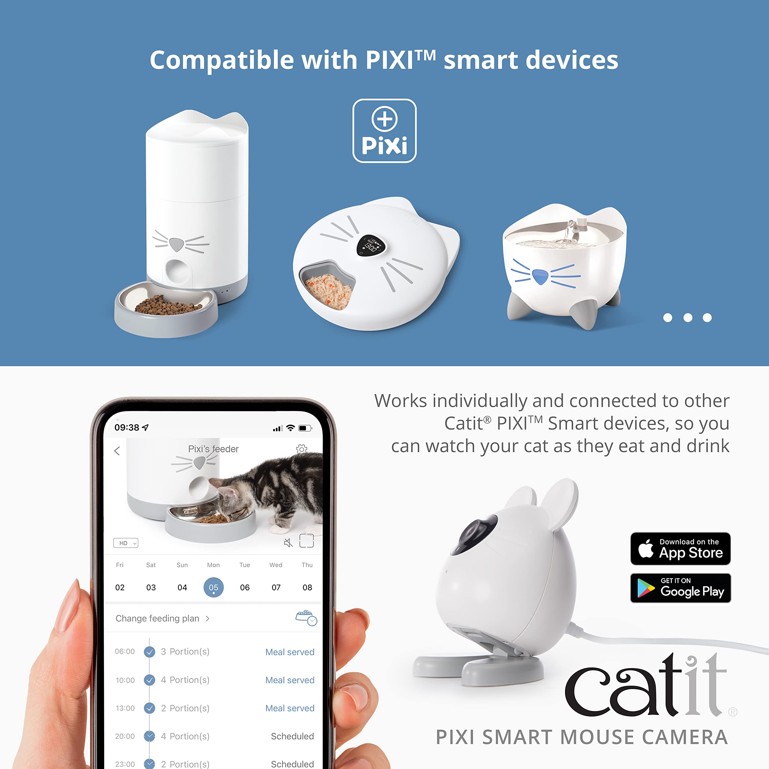 Catit Pixi inteligentna kamera myszki, darmowa aplikacja, kamera dla kotów, kamera dla zwierząt domowych