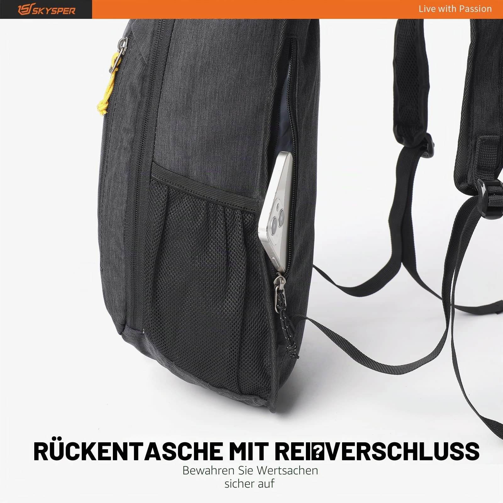 SKYSPER 10L Faltbarer Rucksack Ultraleicht Tagesrucksack Wasserfest Daypack Reiserucksack Wanderrucksack für Wandern Reisen Städtetrips