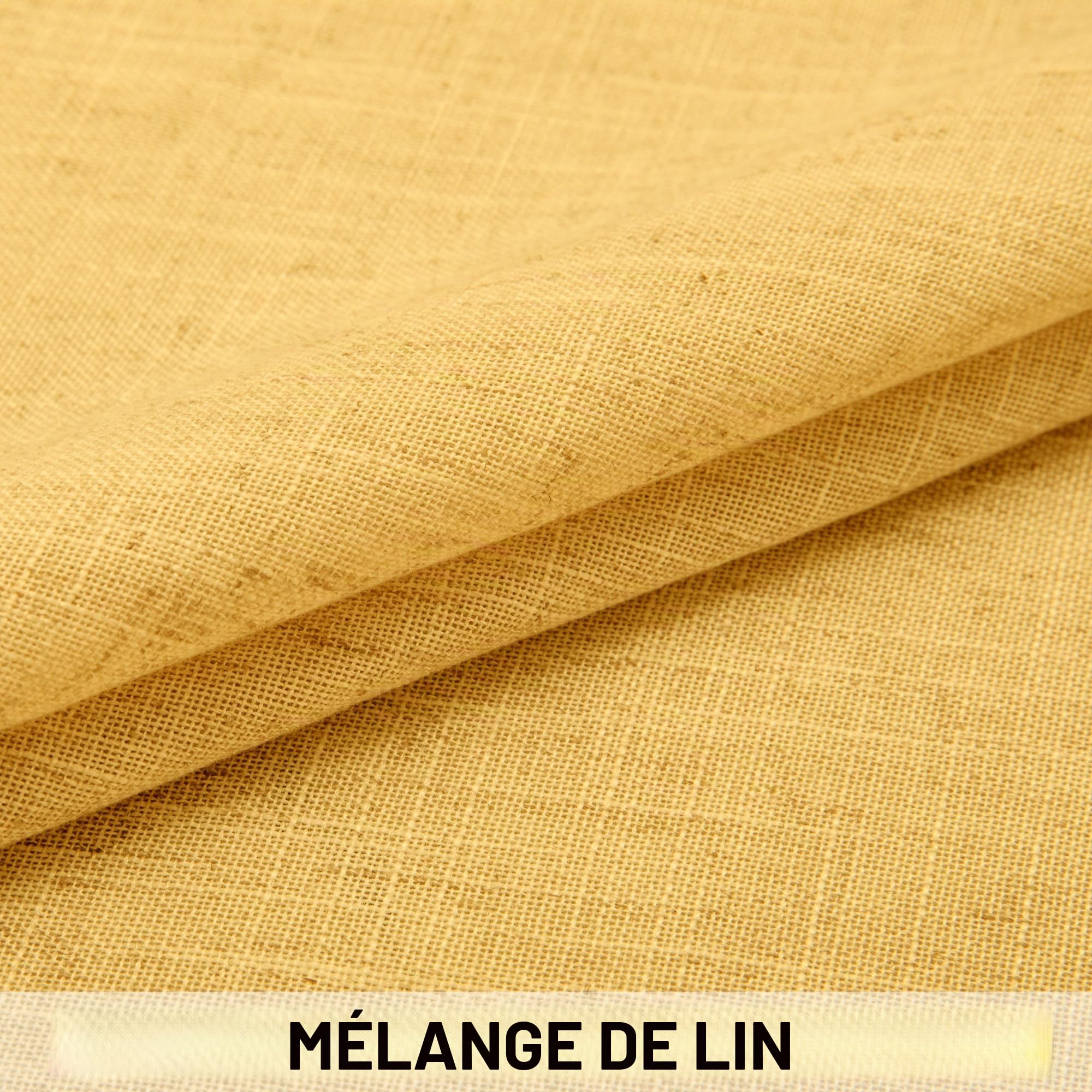 Lot de 2 rideaux en lin jaune doré pour salon, passe-tringle, filtrant la lumière, semi-transparents, jaune doré moutarde, pour chambre, décoration d'automne, 132 x 213 cm, tournesol
