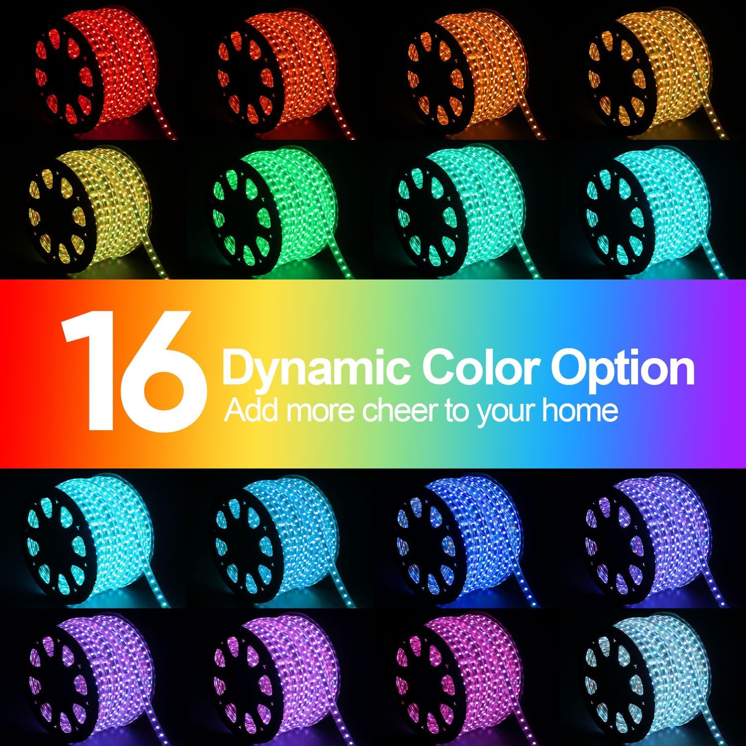 150 FT Waterproof Led Strip Lights for Outdoor Indoor, Cool White, Warm White, Blue, 16 Multiple Color Changing Led Light with Remote Control (150 feet)