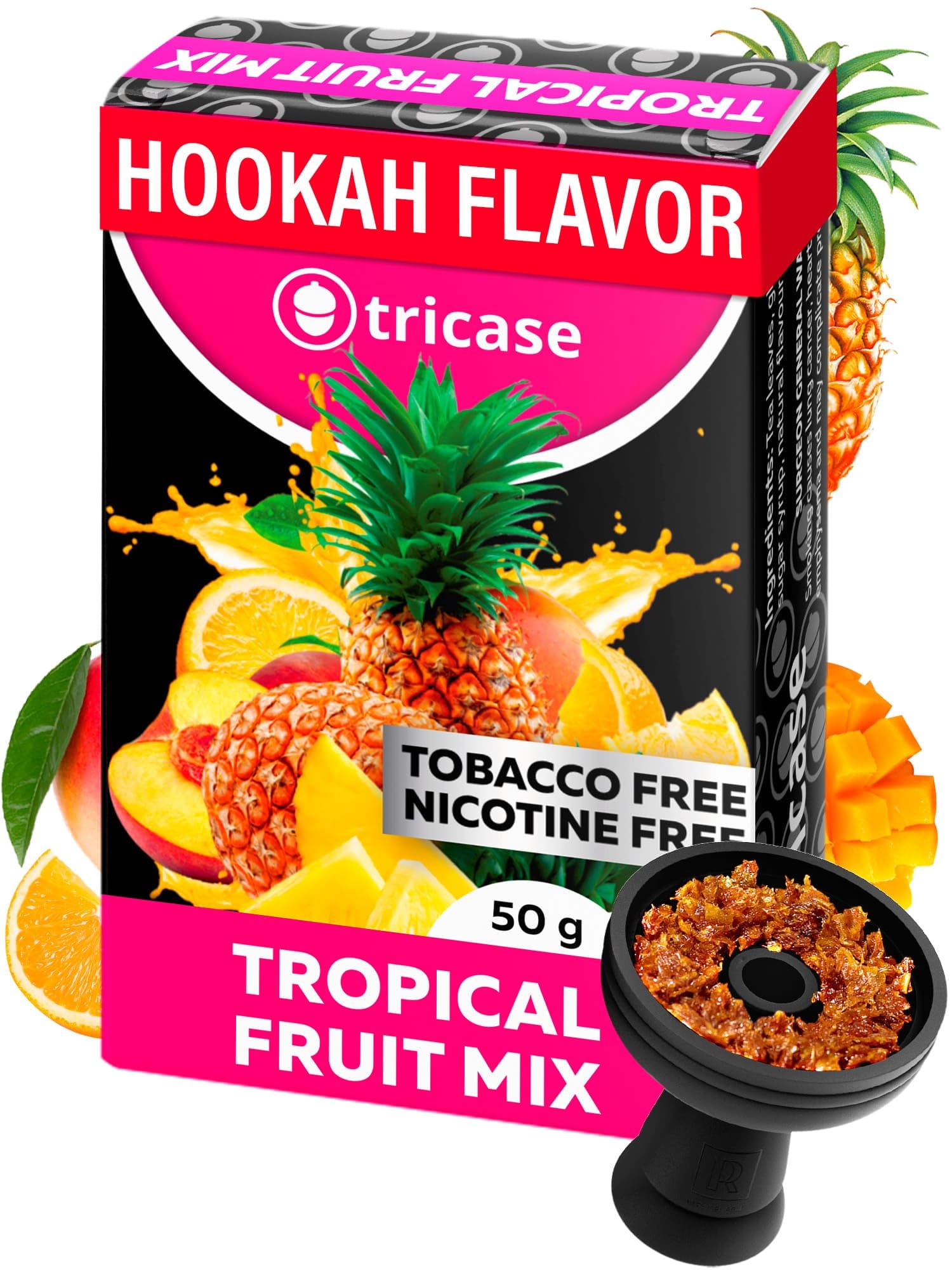 Hookah Flavors Tropical Fruit Mix 1.7 ounce - Orange, Peach & Pineapple Hookah Shisha - Tea Leaves Herbal - Hookah Tobacco & Nicotine Free Shisha with Real Organic Shisha Hookah Flavors 50 Gram