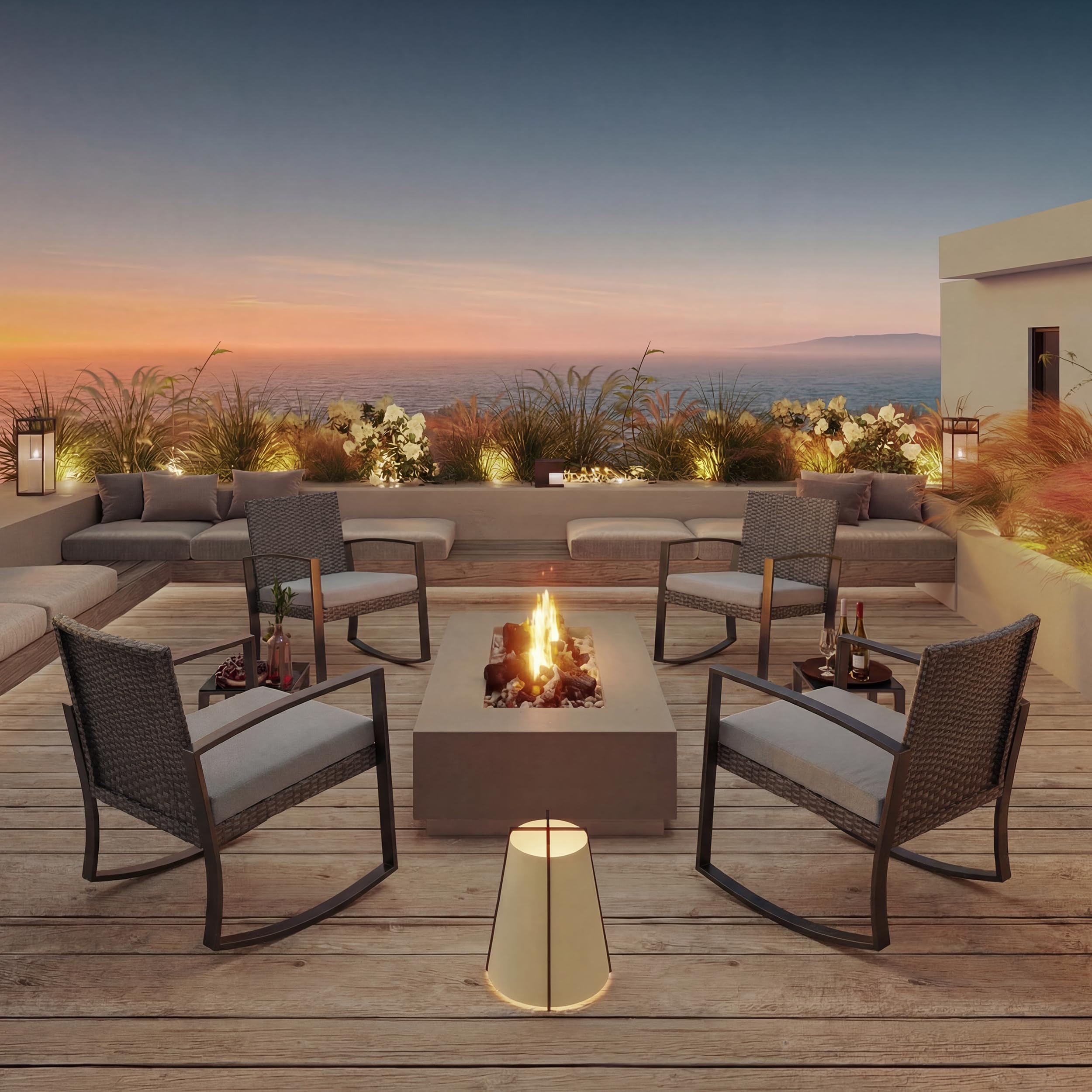 Bealife Set Giardino，Salottino da Esterno，Set di Mobili da Balcone in Rattan, ，Set da Balcone 3 Pezzi per Portici, Cortili, Terrazzi, Balconi, Bordo Piscina (Grigio)