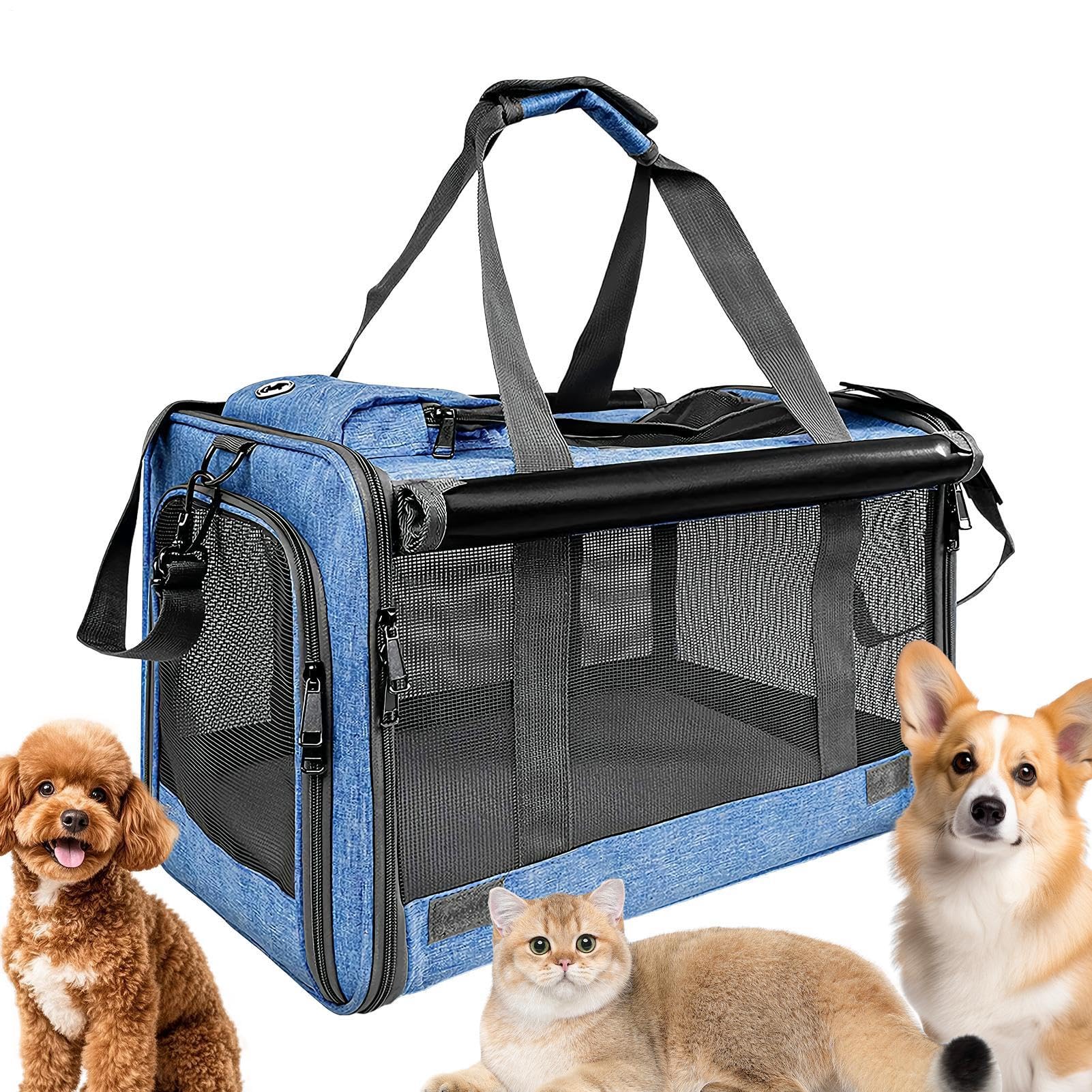Trasportino per Gatti Fino a 9 kg, Borsa Portatile Traspirante per Viaggi | Borsa da Trasporto per Gatti per Aereo, Auto, Campeggio, Avventura all'Aperto, Ospedale, Moto