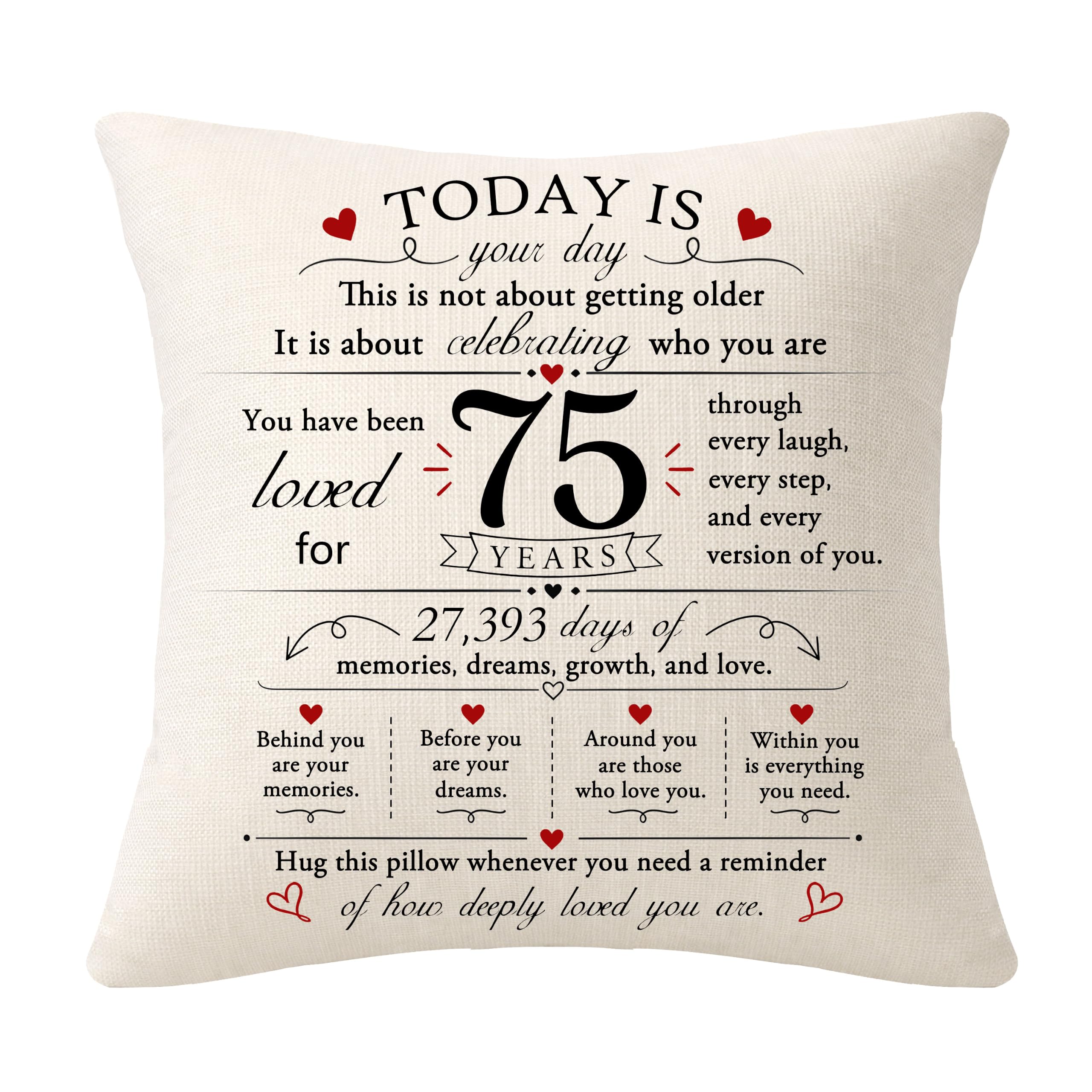 Bommex 75th Birthday Gift Cushion Covers for Women Men โ image 1