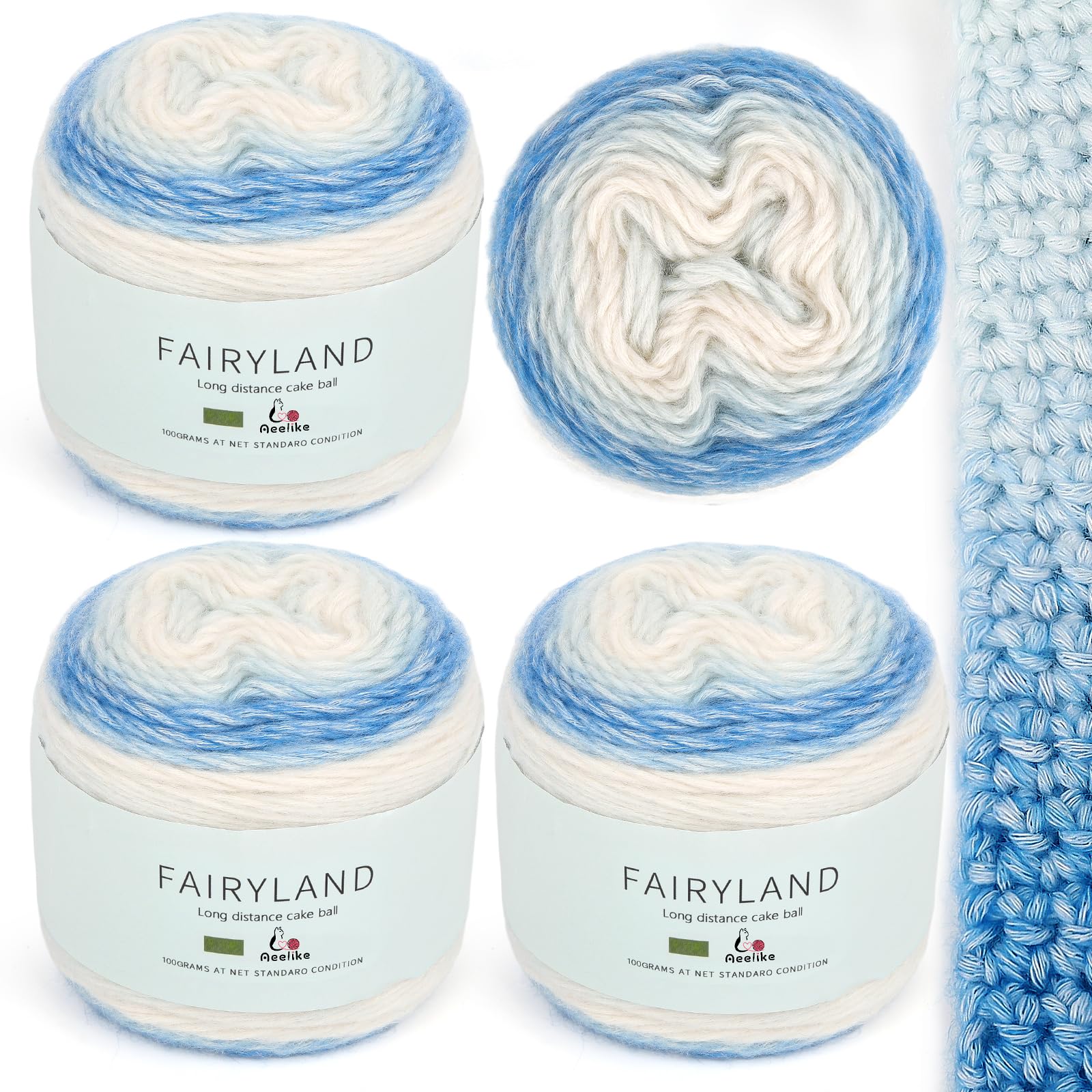 Aeelike 400g Farbverlaufsgarn Wolle zum Häkeln, Super leichte Gradient Cupcakes Bobbel, Superweiche Mehrfarbiges Häkelgarn
