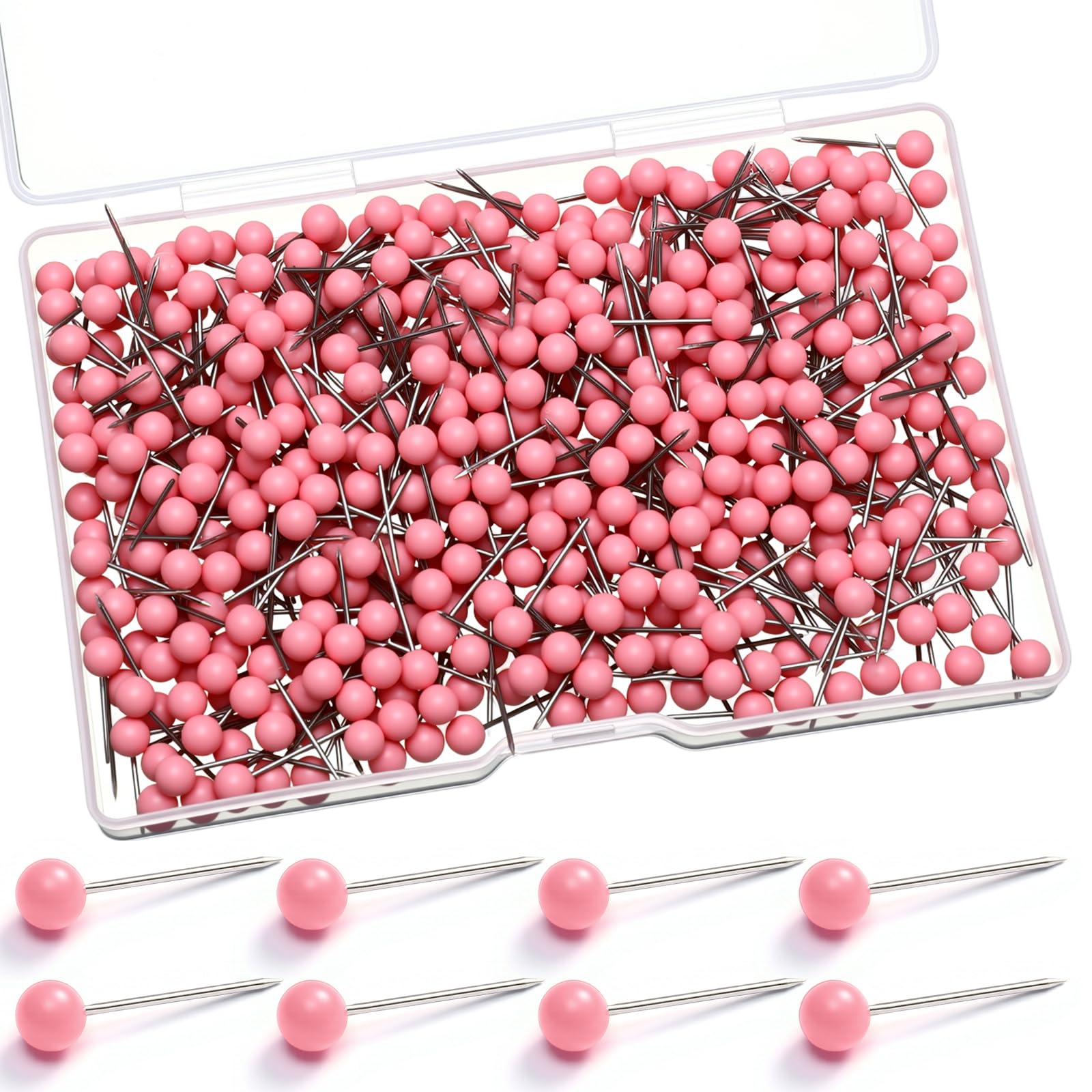 500 Pack Map Push Pins Map Tacks Small Size(Pink, 1/6 Inch)