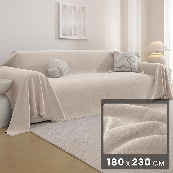 Ystyle Telo Copridivano 1 Posto, 180x230 CM, Copridivano Antiscivolo e Antigraffio, Copritutto per Divano Universale Quattro Stagioni, Gran Foulard per Divano Lavabile, Cachi - 3