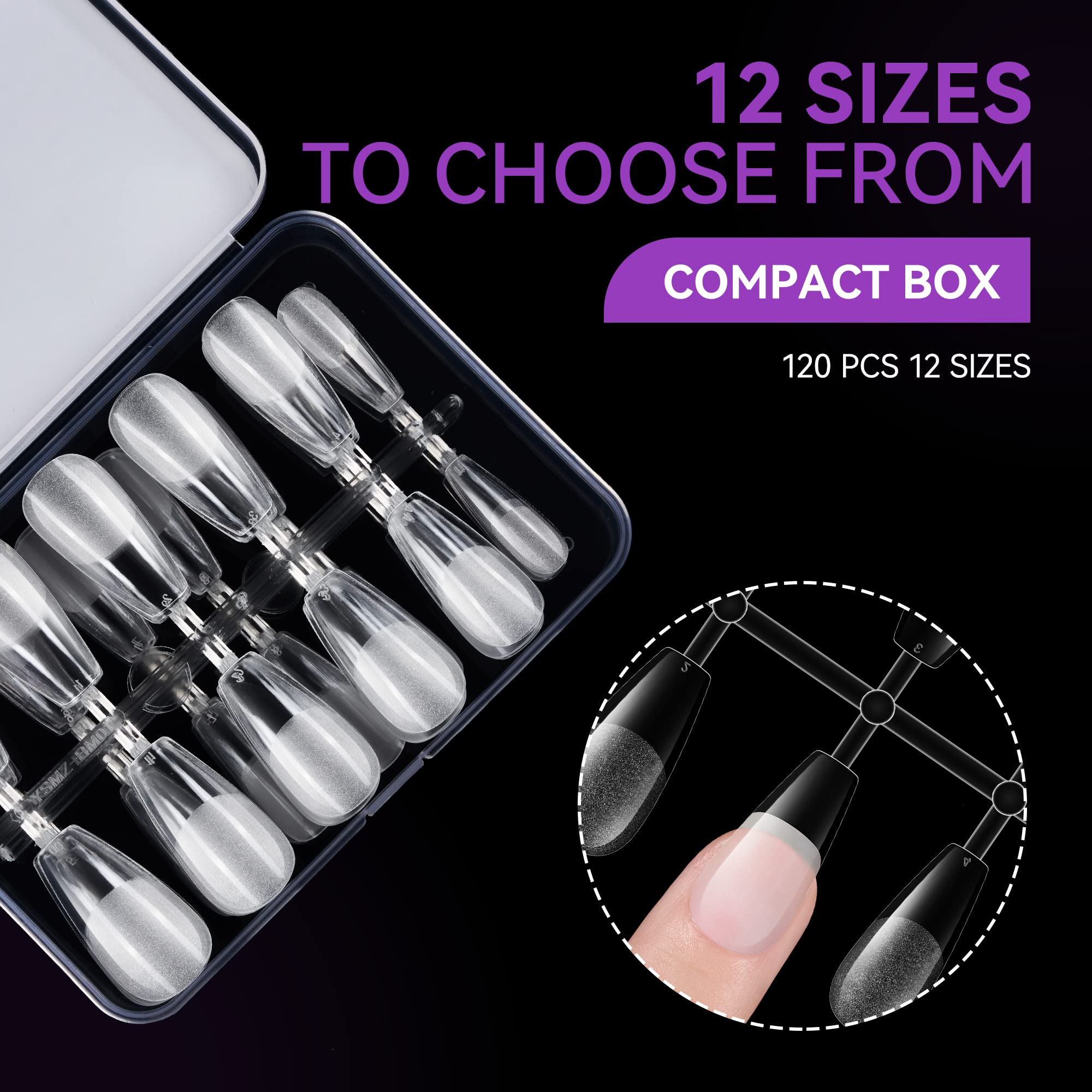 Gelike EC Weiche Gel-Nagelspitzen Set – 12 Größen, 552 Teile, Coffin-Form, Ultraleicht & Natürlich