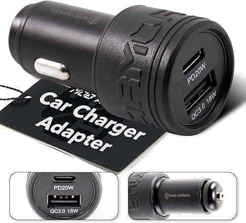Mob Armor Cargador de coche USB A + C de carga rápida dual USB de 38 W - Cargador de coche de carga rápida - Adaptador - Adaptador de cargador de