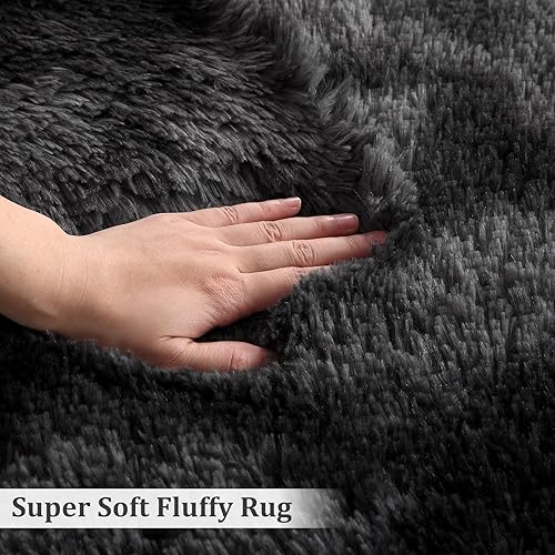 Miniatura 5 de CAROMIO Alfombras esponjosas de 9 x 12 pies para sala de estar, alfombra moderna de felpa y pelo sintético grueso, antideslizante, alfombra de