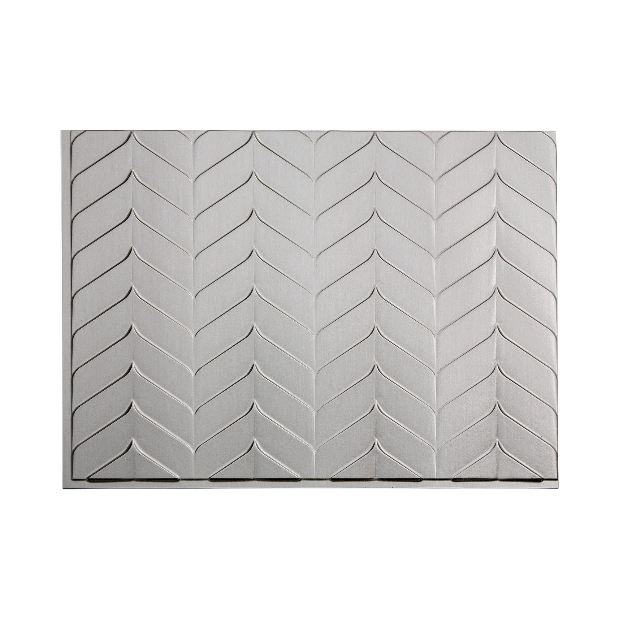 FASÄDE Chevron Decorative Vinyl 18in x 24in Backsplash Panel in Brushed Nickel (One Tile)