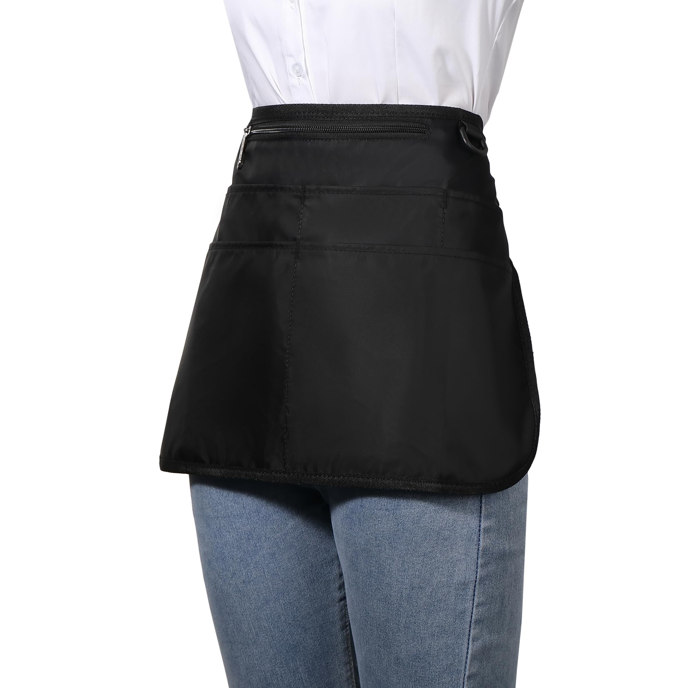 Delantal impermeable para mujer con 6 bolsillos, para poner y quitar rápidamente, delantal de trabajo para camarero, barista