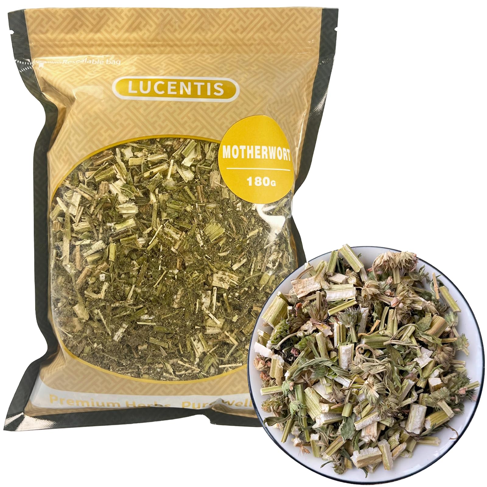 Premium Dried Motherwort Herb (益母草), Yi Mu Cao Herbal Tea Ingredient, Natural Dried Herb for Tea & Infusions, 180g / 6.35oz