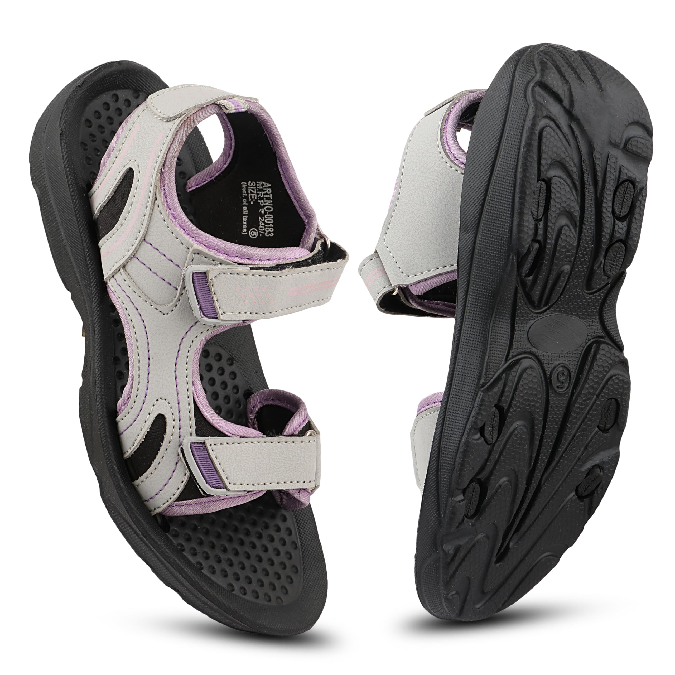 Flexi Stylish Lightweight & Comfortable with Durable Rexine Upper & EVA Sole Sports Sandal for Women's (Grey-7UK)-image-36