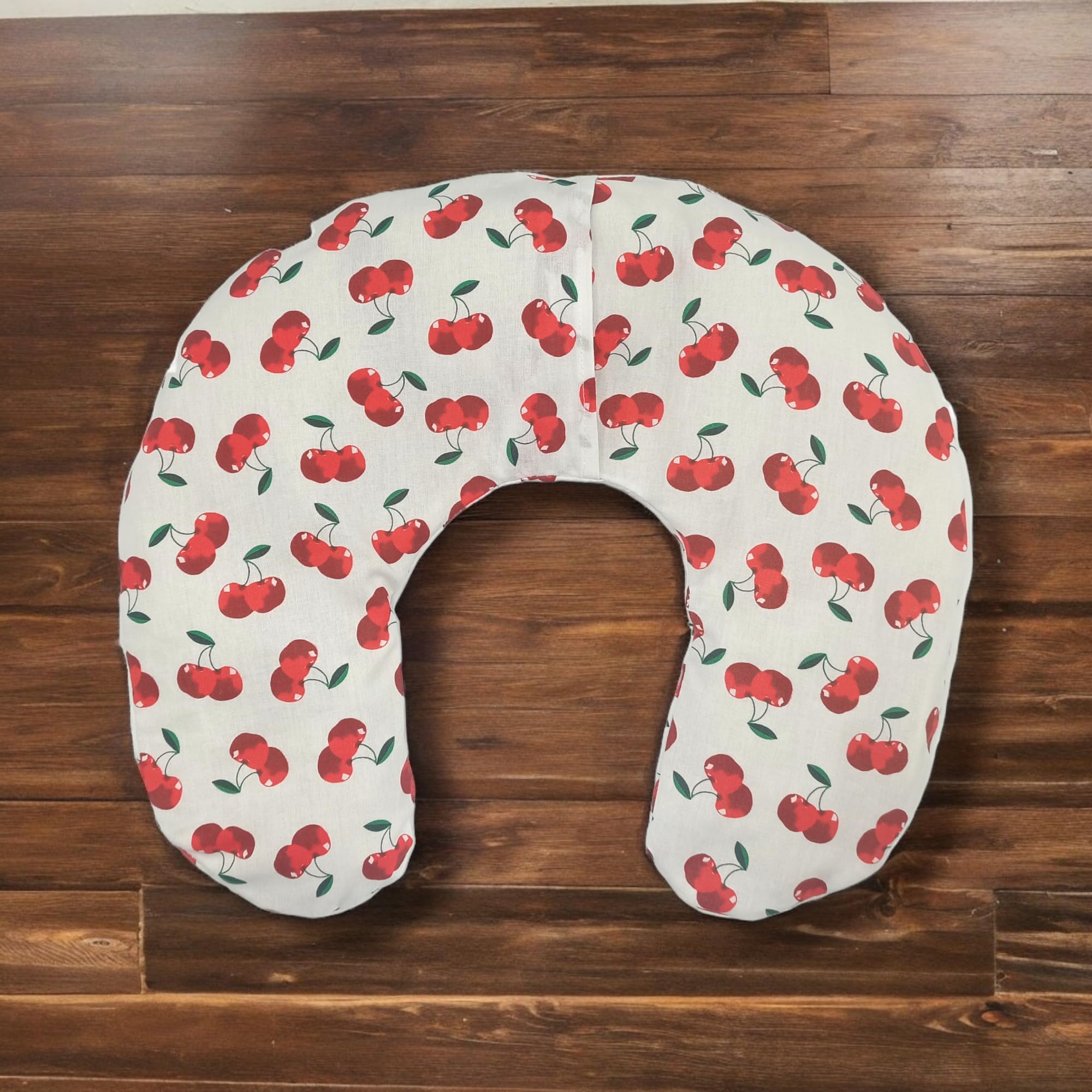 Saco térmico Cervical Cherries White 36 x 32 cm, Relleno con 600gr de Huesos de Cereza orgánica, con Funda Lavable en Lavadora, para microondas y congelador