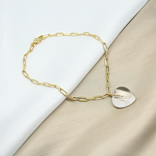 Miniatura 9 de Gempires Natural Tiendaite Heart Bracelet, 15 mm Heart Gemstone With 7 + 1 Inch Adjustable Paper Clip Chain (Tiendaite Bracelet)