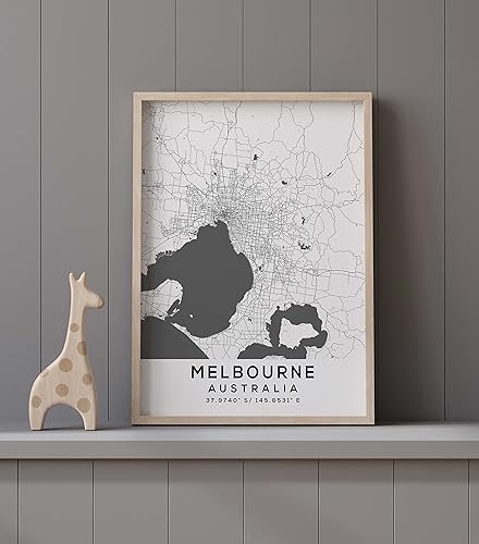 Miniatura 9 de Mapa de Melbourne, Australia, Light 2 (8x10)