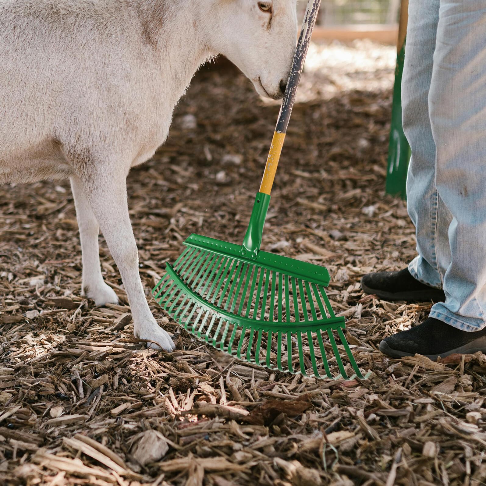 UPKOCH Handrechen aus Kohlenstoffstahl Kleiner Gartenrechen für Laub und Gras Laubharke mit 25 Zinken für Gartenarbeit im Außenbereich