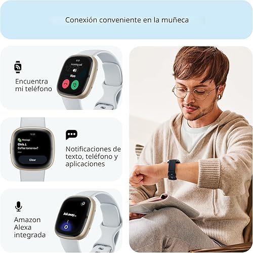 Vista 5 de Fitbit Sense 2 reloj inteligente avanzado de salud y fitness con herramientas para manejar el estrés y el sueño, aplicación ECG, SpO2, frecuencia