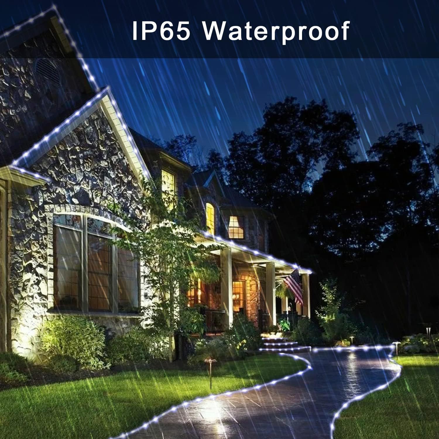 Suyoo Solar String Lights Outdoor Waterproof LED Rope Lights Christmas Lights 12M/39ft 100 LEDs 8 Modes Tube Light for Garden Wedding Party Christmas Decorations(White) - Image 3
