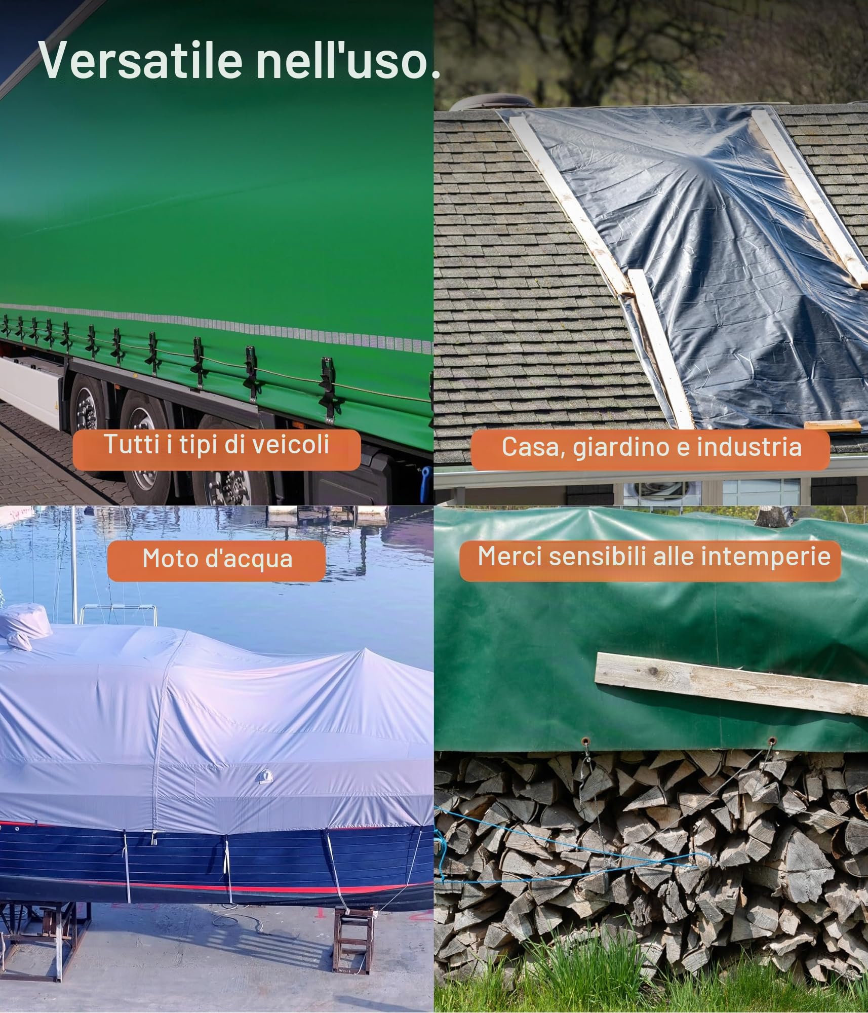 NEMAXX® Telone di copertura premium impermeabile [200x300cm]–Telo camion resistente ai raggi UV [450 g/m²] con occhielli,telo in PVC per giardino,tetto & cantiere–Copertura invernale – Grigio – 6m²