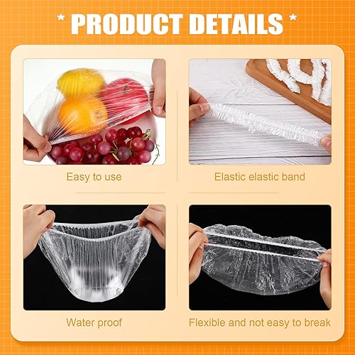 Miniatura 3 de Crtiin 1000 fundas desechables para tazones, cubiertas de plástico para platos para alimentos con envoltura elástica de plástico para alimentos para