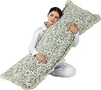 CPC Agate Green 100% Cotton Block Print Ruffle Sham Cover 20x54in - Handmade Boho Floral Pillowcase, Farmhouse Cottagecore Bedding Decor