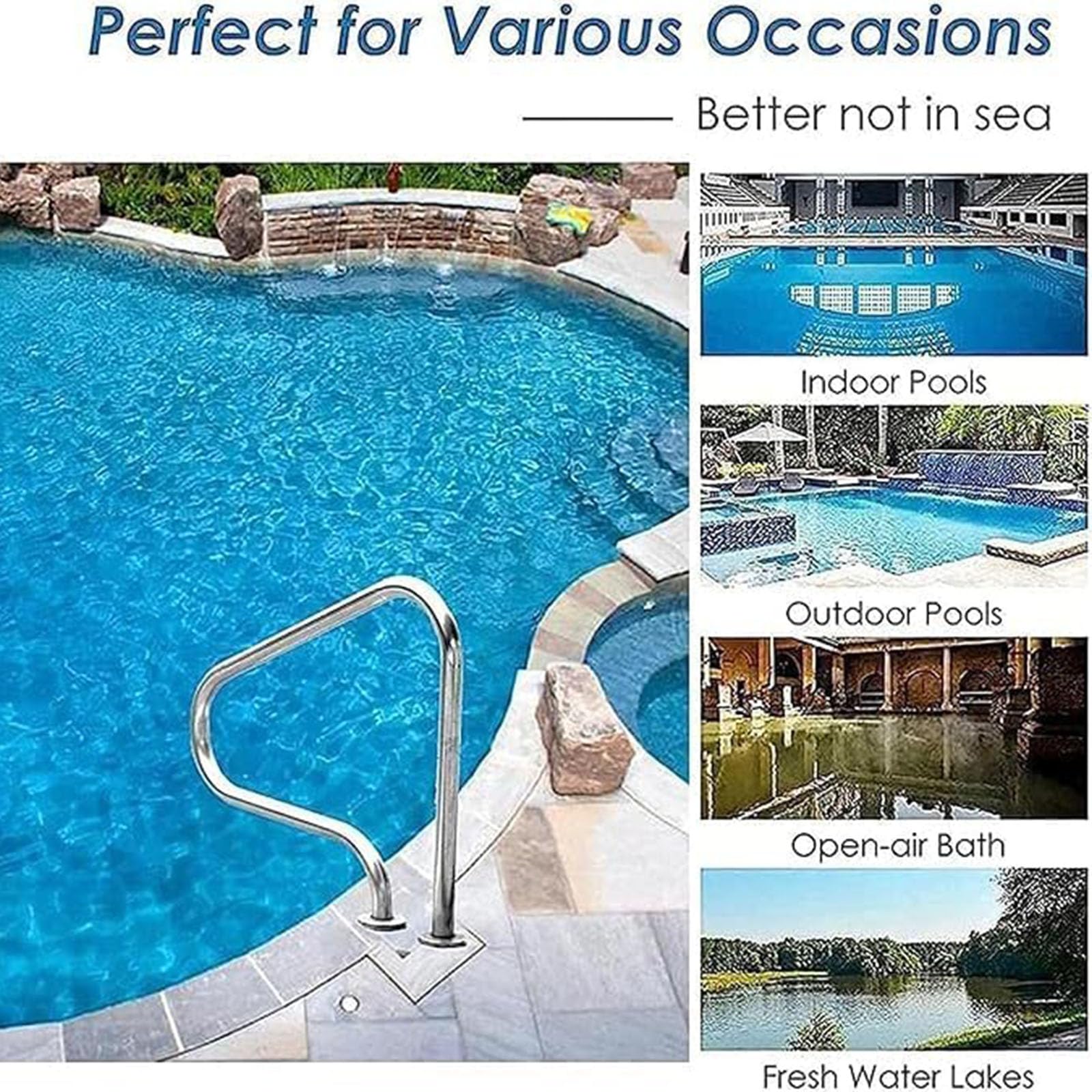Barandillas de Piscina de Acero Inoxidable 304, Pasamanos de Seguridad Antideslizante para Entrada y Salida de Piscina