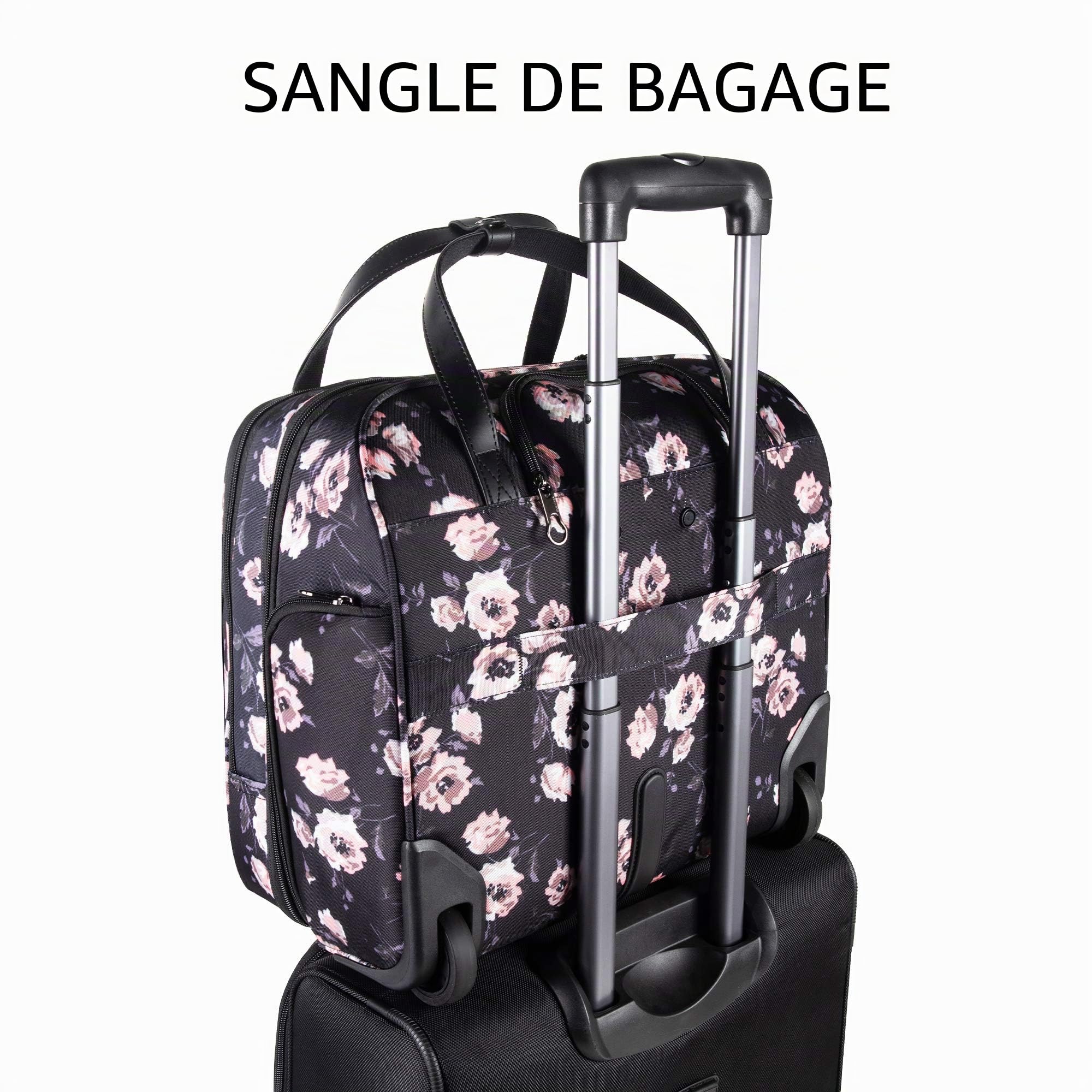 KROSER Mallettes à roulettes pour Ordinateur Portable Sacoche à roulettes 15,6 Pouces Imperméable Trolley Ordinateur Professionnel avec Poches RFID pour Femmes Rolling Laptop Bag