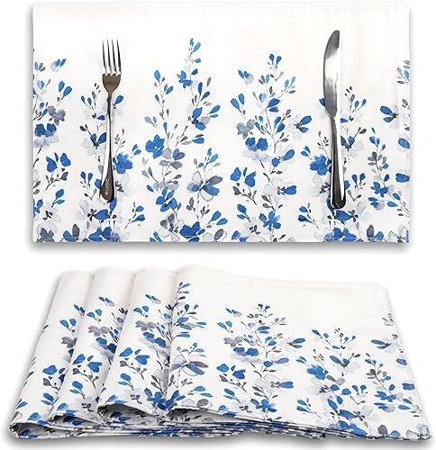 Juego de 4 manteles individuales con estampado de flores de acuarela para mesa de comedor de 12 x 18 pulgadas, para decoración de cocina,